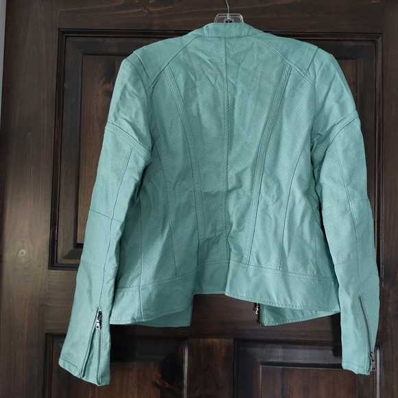 GUESS teal leather bomber - Picture 4 of 4